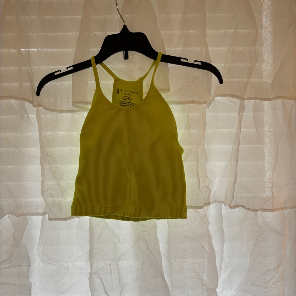 Free People Yellow Ribbed Tank Top